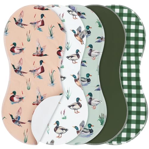 SmoothNovelty 5 Pack Mallard Duck Pattern Baby Burp Cloths Soft Absorbent Burping Rags for Newborns 19"x9" Spit up Cloths for Boy Girl Newborn Baby Shower Registry Gifts Set Nursery Decor - style: Mallard Duck