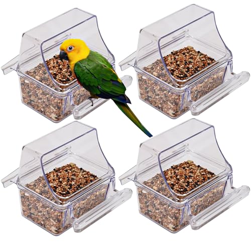 4 Pcs Bird Feeder Water Dispenser, Bird Feeder and Drinker Set, Automatic Bird Feeder for Cage, Hanging Bird Food Bowl, Bird Cage Accessories for Hamsters,Pigeons,Parrot - size: 4pcs