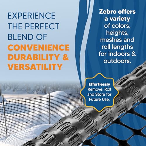 ZEBRO 4' x 100' Black Plastic Garden Fence Roll – Light Duty Mesh Fencing for Temporary Fence, Snow, Garden Netting, Animal Barrier, Agricultural Fencing & Lawn Protection - color: Black, size: Light-Duty 4' x 100'