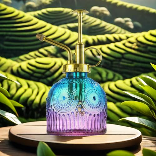 Indoor and Outdoor Potted Plant Sprayer Household Plant Glass Small Watering Can Spray Bottle Plant Sprayer Glass Spray Bottle Decorative Spray Bottle (Purple Gradient Blue) - color: Purple Gradient Blue