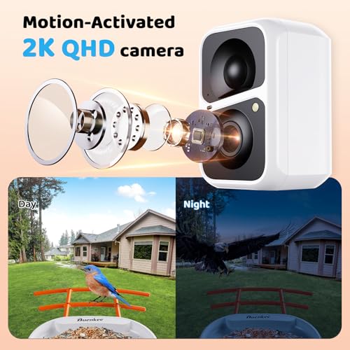 Smart Bird Feeder with Camera, 2K HD, AI Bird ID, Solar Powered | Auto-captures backyard visitors, sends real-time alerts, stores clips on 64GB card and includes DIY add-ons for bird lovers