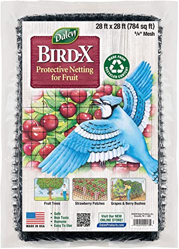 Dalen Bird-X Protective Mesh Netting for Fruit Trees & Berries - 28 x 28 ft | Black Garden Netting, 5/8-inch Mesh - Helps Deter Birds & Garden Pests, Made of Weather-Resistant Plastic - size: 28' x 28'