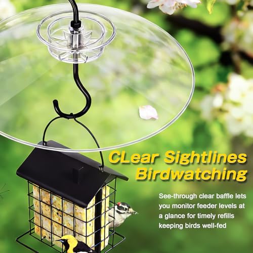 Gtongoko Bird Feeder Cover Dome 12" Clear Bird Feeder Rain Guard 1 Pack | Bird Feeder Cover for Rain Clear PC Dome Built-in Ant Moat Chew-Resistant Keeps Seed Dry Fits Hanging Bird Feeders - color: Transparent