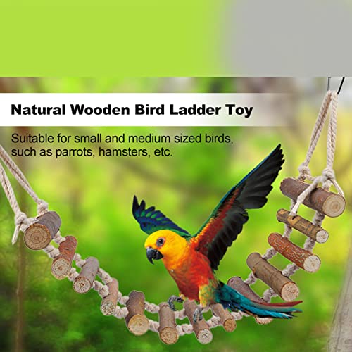 Bird Ladder, Rope Bridge, Rope Ladder, Wood Ladders Swing Toy, Pet Chewing Toys, for Pet Bird, Hamster, Parrots, 24 X 3.9 Inch
