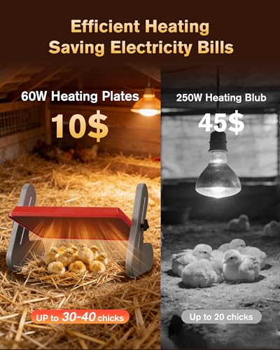 PETTEN 11"x14" Chick Heat Plate – 60W Energy Efficient Chicken Brooder Heater, Height & Angle Adjustable, 3 Temp Wired Remote, Stand/Wall Mount, for 35 Chicks, ETL Certified - size: 11*14inch