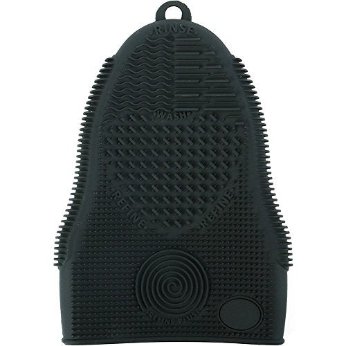 Makeup Brush Cleaner Mat Mitt Glove Silicone Cosmetic Cleaning Scrubber Tool for Face Brushes and Eye Brush Washing Pad Black - color: Black