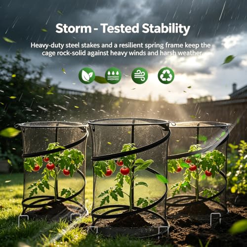 MDEOOSKY 4 Pack Pop Up Plant Covers Tent, 23.6"x11.8" Round Insect & Bird Barrier Mesh, Garden Protector Cage with 16 Ground Stakes, Foldable for Outdoor & Indoor Plants, Black