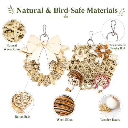 2PCS Natural Bird Toy,Chew Toys for Parakeets,Cockatiels,Conures,Love Birds,and Other Small to Medium Birds - style: Style 1