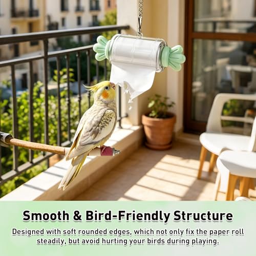 Parrot Foraging Toy, Bird Shredding Toy with Replaceable Paper Roll, Food Grade PP Chewing Toys for Cockatiel Budgie Conure Parakeet, Bird Cage Boredom Relief Enrichment Toys (Blue) - color: Blue