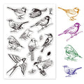 ORIGACH Realistic Birds Clear Stamps with Acrylic Stamping Block Set | TPR Transparent Stamps with Stamping Block for Card Making Decoration and DIY Scrapbooking