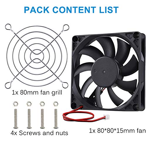 GDSTIME 80mm x 80mm x 15mm 12V Brushless DC Cooling Computer Case Fan 2Pin | Slim PC Fan, for SFX, HTPC, Small Form Factor Power Supply - 80x80x15mm, 8015 - size: 80x80x15mm