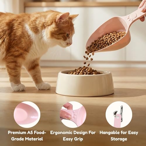 Dog Food Scoop 1 Cup, One Cup Measuring Cup, Food Grade Melamine Pet Food Measuring Scoop with 1/2 & 1/4 Cup Markings, Long Handle Food Scoop For Dog, Cat, Brid, Rabbit, Dishwasher Safe (Pink*2) - color: Pink