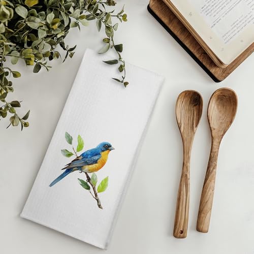 Spring Garden Bird Kitchen Towels, Gifts for Bird Watcher Lovers Dish Tea Towels for Kitchen, Fresh Cottagecore Botanical Birding Decorative Hand Towel for Bathroom, 16x24 Inches - color: Color 22
