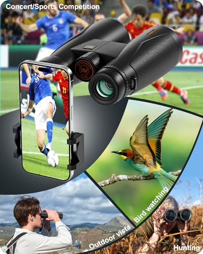 12 * 52 HD Binoculars High Powered, Binoculars for Bird Watching with Upgraded Phone Adapter,BaK4 Prisms,22mm Large Eyepiece,Clear Low Light Vision,Binocular for Hunting,Travel,Cruise