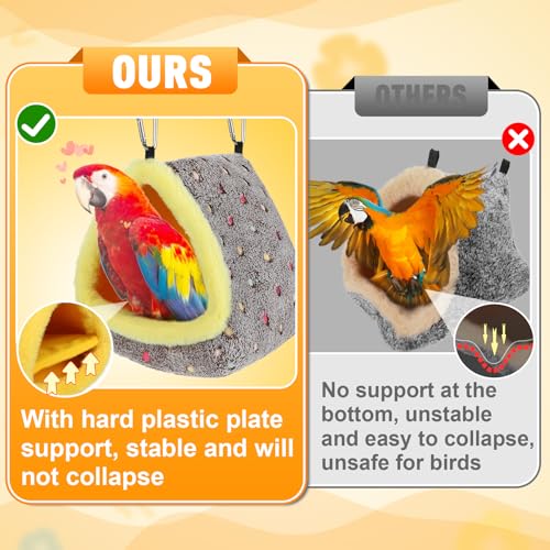 MEWTOGO Large Winter Warm Bird Nest for Cage - Comfortable Birds Bed with Support Plate, Hanging Shed Hideaway Hammock Hut Gift for Macaws African Grey Amazon Parrots - size: Large