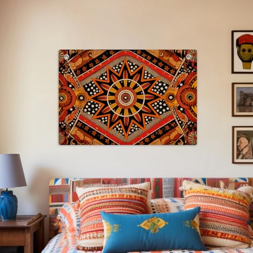 Boho Sunburst Banner Flag Wall Art, Boho Banner Flag Wall Hanging Decor | Mandala Independent Hippie Mandala Cool Wall Tapestry for Bohemian Home Decor Bedroom Living Room Hippie Party Decorations - color: Multi 0661
