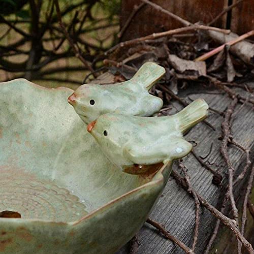 Small Ceramic Birdbath Bowl, 5.9 Inches Wild Bird Feeder Food Holder Container Bird Feeding Tray for Outside Bee Water Bath Outdoor Garden Decor
