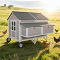 68.1" Extra Large Chicken Coop with Super Large Wheels, Mobile Hen House Poultry Cage with Strong Iron Frame, Outdoor Chicken House with 4 Nesting Boxes, 4 Perches for 6-8 Chickens