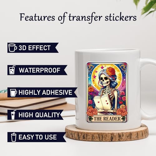 Rngmsi 20 Sheets Skull Gothic UV DTF Cup Wrap Cold UV DTF Transfer Stickers | Skeleton Uvdtf Decals, for 16 oz Glass Cups Mugs Tumblers, Waterproof, DIY Crafts, 3.1x3.1 in - style: Gothic Skeleton