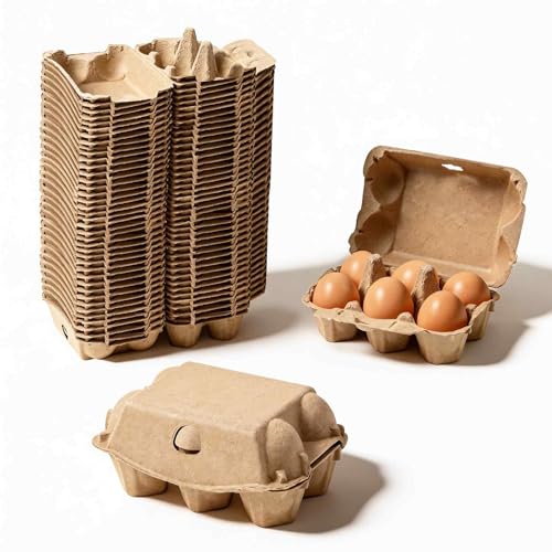 40 Pack Egg Cartons Cheap Bulk, 6 Count Egg Storage Containers Holder, Sturdy Natural Pulp Material Perfect for Storing Extra Eggs - color: 6 Count, 40 Pack