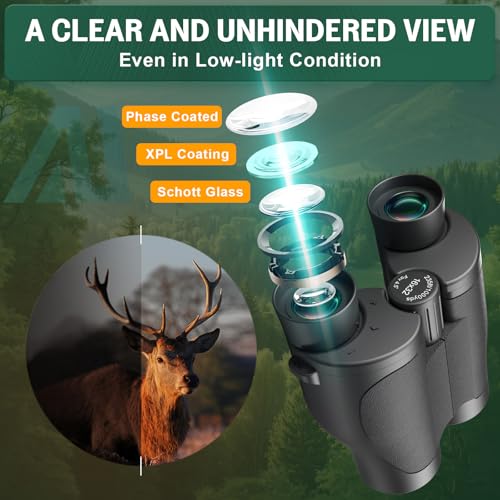 Aurosports 16x32 Binoculars for Adults and Kids - 16x High Power Binoculars for Detail Observation - Low Light Vision Easy Focus Compact Binocular for Bird Watching Hunting Travel Gifts for Men - size: 16x32