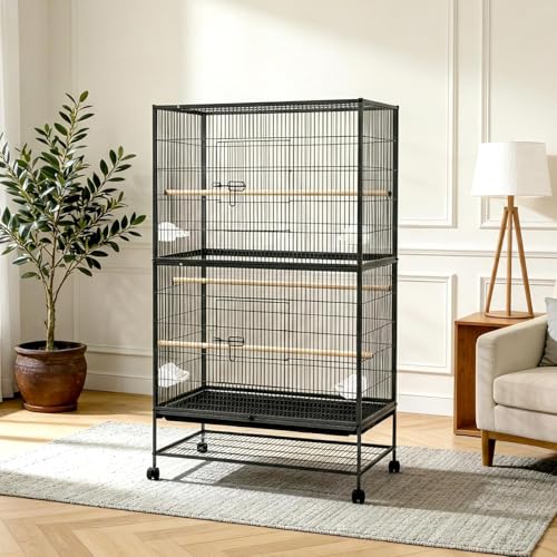 Garvee 61" H Large Bird Cage, Bird Cage with Rolling Storage Stands, Feed Bowls, Wide Tall Parakeet Cage for Macaw, Parakeets, Parrot, Conures, Cockatiel, Cockatoo