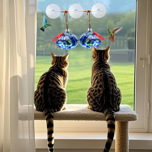 Pozfun Set of 2 Hummingbird Feeders for Outdoors Hanging,Hand-Blown Glass Hummingbird Feeder with Silicone Feeding Perch,Never Leak,Gardening Gifts for Woman Man(Red) - color: Dark Blue