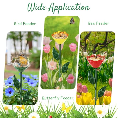 DREAMSOUL Flower Bee Watering Station, Multi-Height Bird Bath | Shallow Basins for Safe Sips, Weatherproof Metal Material, Ideal for Outdoor Garden Decor - size: 4PCS-D