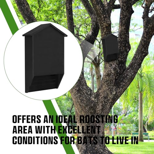 2 Pack Bat House for Outdoor,Black,Large,2 Chamber-pr | Large Cedar Wood Weatherproof Bat Boxes for Outside Trees, Dual Chamber Shelter with Grooved Landing for Backyard Roosting - color: dark brown, style: 2 Chamber-pr