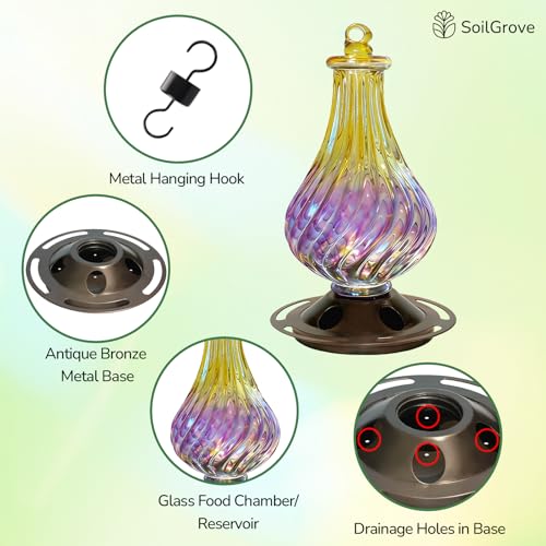 Glass Bird Feeder for Outdoors Hanging – Lantern Shape with Hook, Waterproof Wild Bird Feeder for Seeds, Outside and Garden Decoration