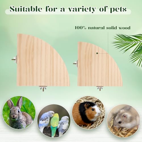 2 Pack Bird Platform Wood Flat Perches for Bird Cages Fan Shape Birds Cage Platform with Stainless Steel Washers for Birds Cages Corner Shelf Parrots Hamster Gerbil(5.1inch, 6.7inch)