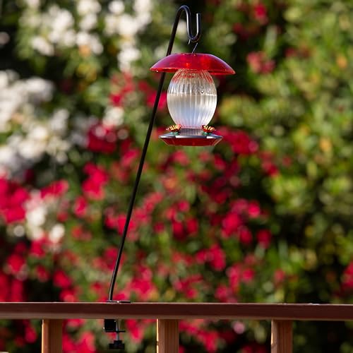 More Birds Deck Hook, 13in Steel Bird Feeder Hanger for Outdoors | Clamp-On Hanging Hook for Feeder or Planter, 11lb Weight Limit, Fits Up to 2in Thick Deck Railings, Weather-Resistant Finish
