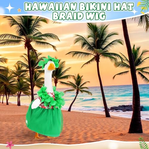Bikini Porch Goose Outfits with Sunglasses and Swimming Tube for 23" Summer Goose Costume Garden Patio Statue Decor(Hawaii Girl) - style: Hawaii Girl