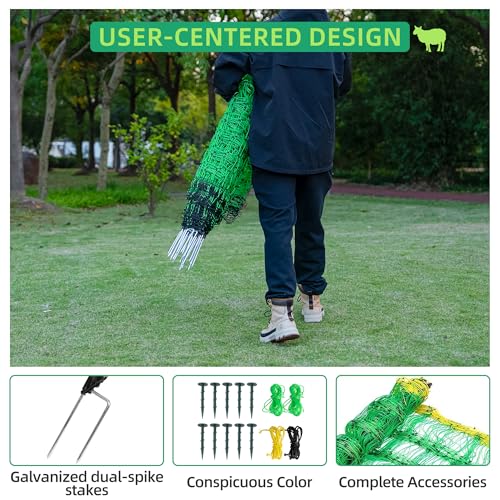 Electric Fence Netting, 49.6" H x 164' L, Portable Livestock Nets Mesh for Hog, Dogs, Deer, Goats, Larger Animals Electric Fencing for Backyards, Homesteaders, Farms, Ranches, Gardens - size: 49.6" H x 164' L Livestock