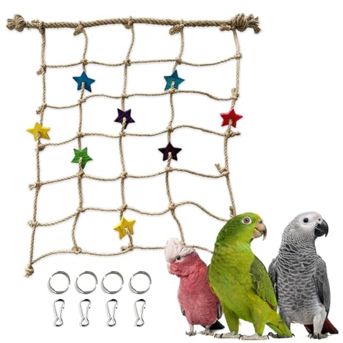 Bird Climbing Rope Net Climbing Rope Ladder,Size - 18''X20'' Parakeet Cage Hanging Toys for Rats Parakeet Cockatiel Cockatoo Conure African Grey Budgie