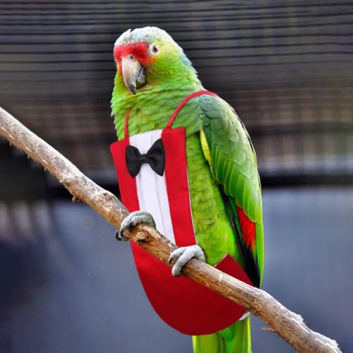 HANABASS Bird Diapers Parrot Flight Suit with Bowknot Washable Reusable Pet Bird Suit for Cockatiel Budgie Lovebirds Cheek Conure Lightweight Breathable Clothes 2 Pack - size: L