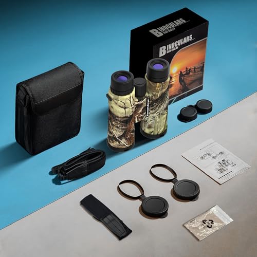 10X42 Compact Binoculars for Adults - Long Distance, High Powered Binoculars with Travel Case - Extra Bright Light & Large Field of View - Lightweight, Water & Fog Proof, Hunting, Bird Watching