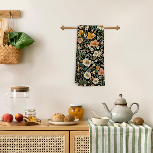 Cottagecore Flower Kitchen Towels, Aesthetic Floral Botanical Hand Towels for Bathroom, French Floral Dish Tea Towel for Farmhouse Kitchen Decor, 16x24 Inch - color: Flower