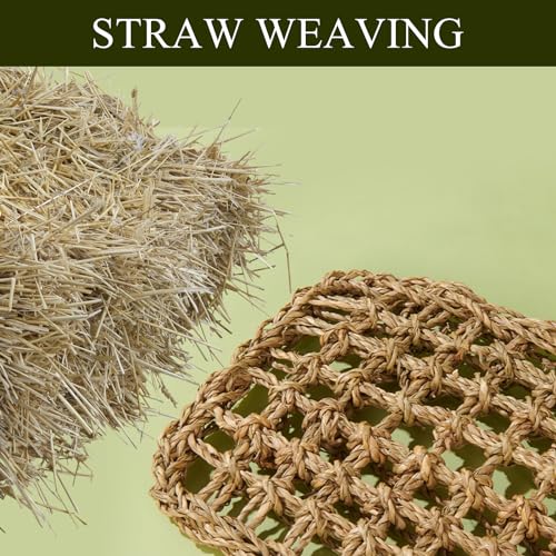 2 PCS 7 x 7 Inches Seagrass Mat, Natural Seagrass Woven Bird Net Hammock Mat, Cage Accessories, Climbing Rope Ladder Chew Toys for Parrots, Cockatoos, Lovebirds, Cockatiels, Budgies, Parakeets - size: 7 x 7 Inch