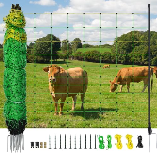 Electric Fence Netting, 49.6" H x 164'L, Electric Poultry Fence, Net Fencing Kit, Movable Livestock Nets for Yard,Backyards,Farms,Ranches, Energizer Not Included - size: 164'L x 49.6" H