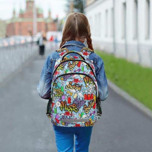 Kids Graffiti Art Backpack for Boys Girls School Bags | Elementary Middle, Travel Daypack Lightweight Waterproof with Reflective Strip - color: Graffiti Art