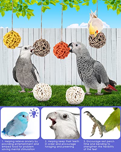 Bissap 6PCS Small Parrot Chew Toys, Sola Balls Conure Chewing Foraging Toys Colorful Bird Foot Balls for Cockatiels Cockatoos Parakeets Love Birds Small Parrot Cage Bite Toys - style: Balls