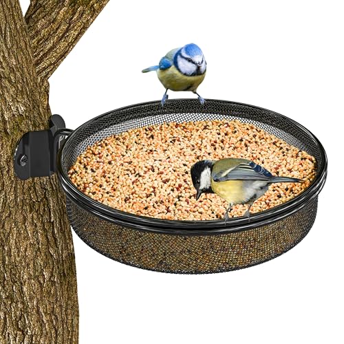 iBorn Wall Mounted Bird Feeder Tray,Metal Mesh Tray for 7.3”Wild Bird Seed Tray Tree Mount, Widely Installed on Wooden Post, Fences, Trees and Walls, Pack of 1 - size: Mesh Tray, Pack of 1