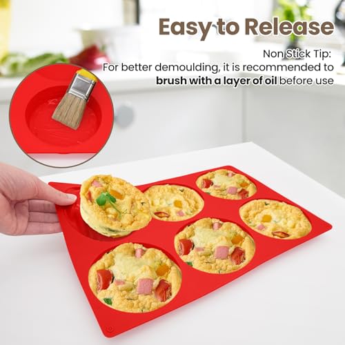 Redfly Silicone Egg Molds for Breakfast Sandwiches 4 Pcs, Non Stick 4 Inch Egg Bites Baking Pans, Jumbo Silicone Muffin Pans for Baking, Round Muffin Top Pan for Whoopie Pie Pan, Hamburger, Fruit Tart - size: 4pcs: 4 inch Jumbo