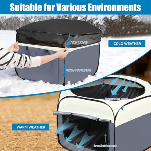 Chicks Brooder Box for Chick Starter Kit -Dual Door Chicken Brooder Playpen/Pen/Tent with 10 * 10 inch Brooder Heating Plate,Nesting Pads,Chick Feeder＆Waterer,Chick Perch Up to 15 Chicks,Quail,Duck