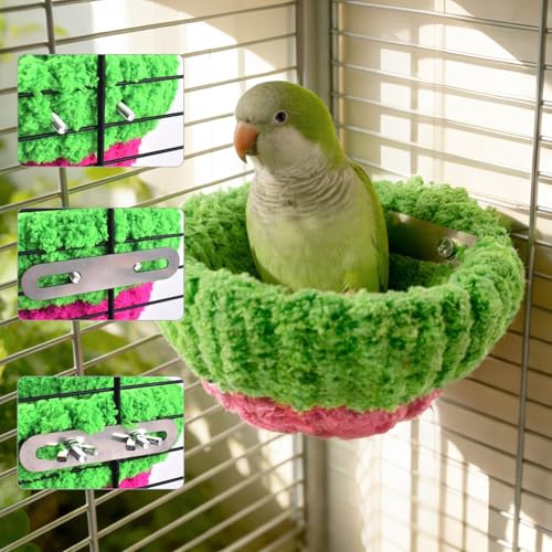6.7in Plush Bird Nest for Cage, Warm & Comfortable Small Parrot Breeding Bed, Ideal for Budgies, Parakeets, Cockatiels, Lovebirds
