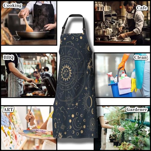 Cook Apron for Women Magic Astrology with Constellations Fun Aprons for Men for Kitchen Cooking Restaurant BBQ Painting Crafting 27” (W) x 31” (H), Waterproof Apron - color: Astrology