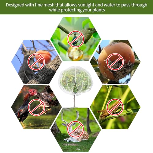 2Pcs 8x8ft Fruit Tree Covers with Zipper and Drawstring, Durable Garden Mesh Net to Protect Fruit Trees, Apple, Cherry, Peach Trees – Reusable, Lightweight - size: 8 X 8ft