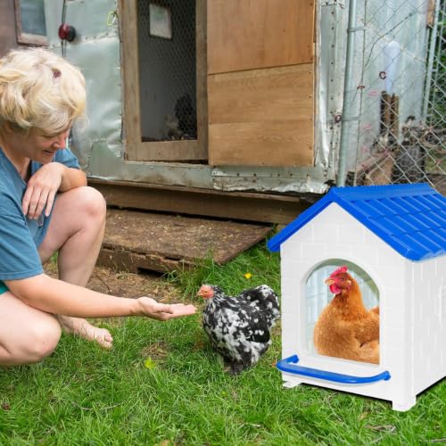 Waterproof Plastic Chicken Nesting Box & Compact Hen House for Coop | Comes with Washable Nesting Pad, Easy-Clean Spacious Nesting Box, Suitable for Hens, Ducks, Rabbits & Backyard Poultry - color: Blue