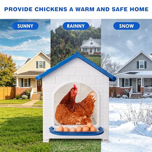 Plastic Chicken Nesting Boxes,Waterproof Wall Mount for Hens,Ducks and Poultry - Blue（with a Washable pad）